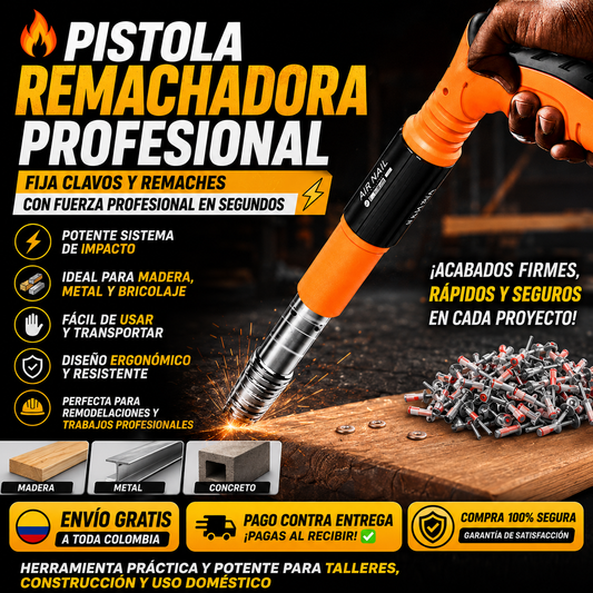 Pistola Remachadora de Clavos + Estuche con Guantes+Gafas Protectoras+Clavos Regalo 🎁
